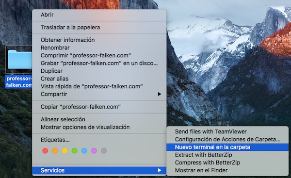Come aprire una finestra di terminale da qualsiasi cartella sulla vostra tabella di ambiente Mac - Immagine 3 - Professor-falken.com
